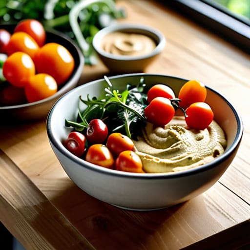 Fresh ingredients in The Mediterranean Power Bowl.