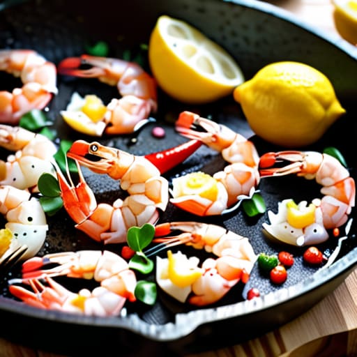 Sautéed Zesty Lemon Garlic Shrimp in pan.