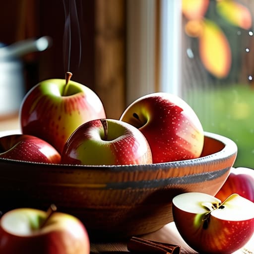 Warm cinnamon apple slices snack.