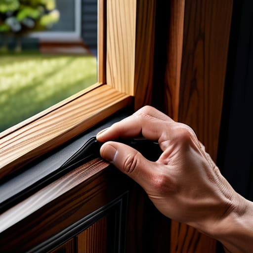 Person weatherstripping a door to save energy.