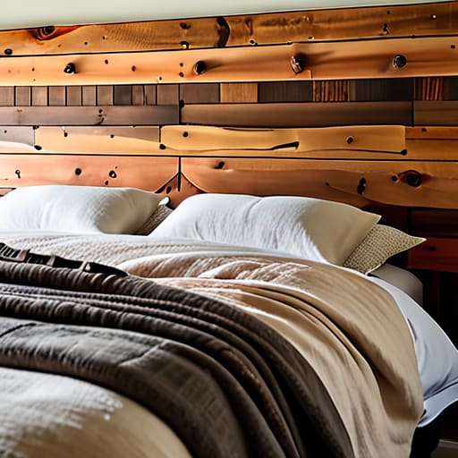 Reclaimed wood for grounding energy headboard.